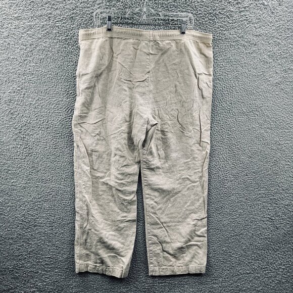 St John Sport Pants Womens Large Beige Linen‎ Blend Drawstring Casual Made USA - Picture 2 of 13